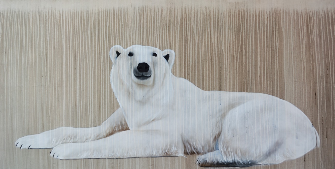 Madame-Ourse BEAR-POLAR-FEMALE Thierry Bisch Contemporary painter animals painting art  nature biodiversity conservation 